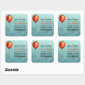 Sticker Carré Vie turquoise et rouge-orange (Feuille)