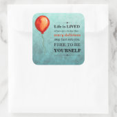 Sticker Carré Vie turquoise et rouge-orange (Sac)