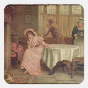 Sticker Carré 'Viendra-t-il ?' (huile sur toile)