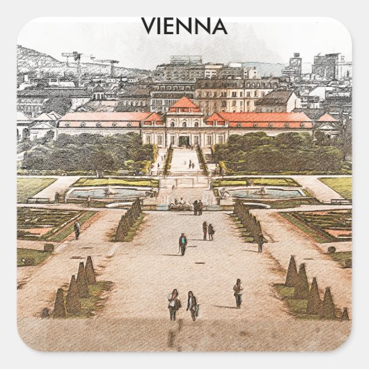 Sticker Carré Vienne Autriche Vue panoramique historique (Devant)