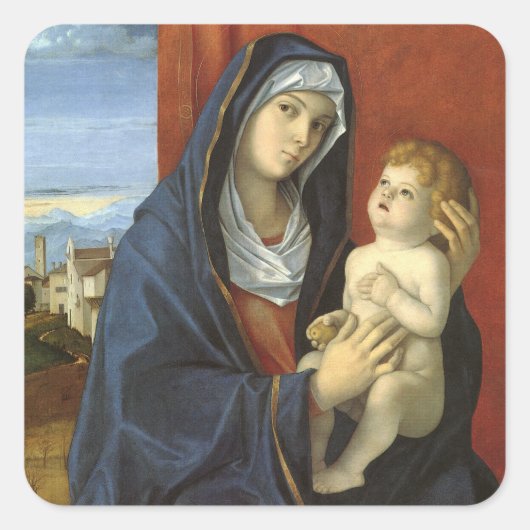 Sticker Carré Vierge à l'enfant par Giovanni Bellini (Devant)