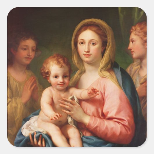Sticker Carré Vierge et enfant avec deux anges, 1770-73 (Devant)