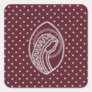 Sticker Carré Vierge Marie bénie en dentelle blanche sur fond bu