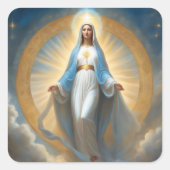 Sticker Carré Vierge Marie Halo Représentation céleste (Devant)