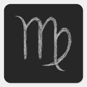 Sticker Carré Vierge. Panneau astrologie zodiaque. Noir.