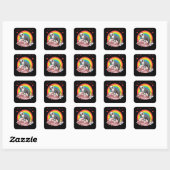 Sticker Carré Vieux anglais Sheepdog Bobtail Chien avec Blobfish (Feuille)