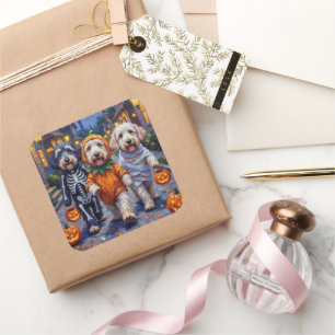 Sticker Carré Vieux bergers anglais Halloween à la tritaine ou à