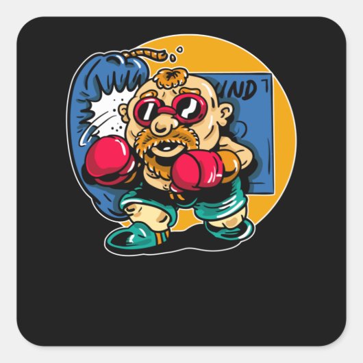 Sticker Carré Vieux Boxer (Devant)