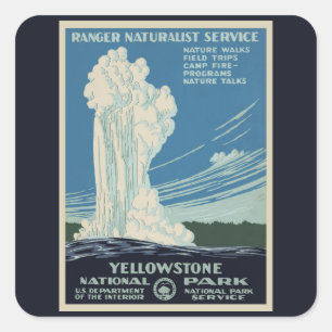Sticker Carré Vieux fidèles vintages dans le parc national de Ye