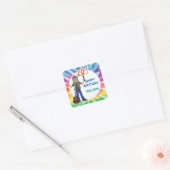 Sticker Carré Vieux Hippie Hippy Tie Dye 70e fête d'anniversaire (Enveloppe)