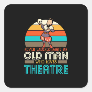 Sticker Carré Vieux Homme qui aime le théâtre