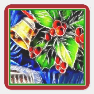 Sticker Carré Vieux Style Holly Avec Cloche D'Or