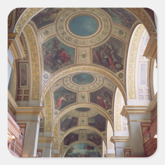 Sticker Carré View of the coffered Library ceiling with gilded s (Devant)