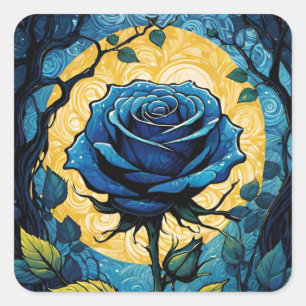 Sticker Carré Vignes Roses bleues 3