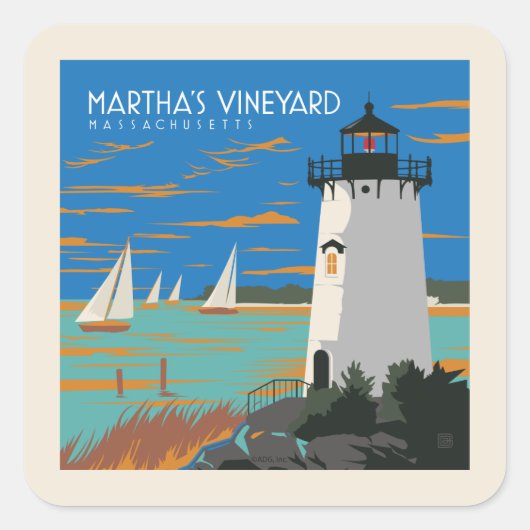 Sticker Carré Vignoble de Martha, Massachusetts | Phare (Devant)