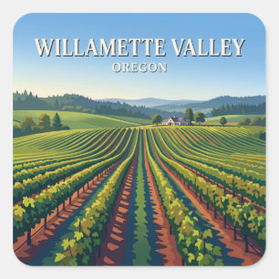 Sticker Carré Vignobles de Willamette Valley Turner Oregon