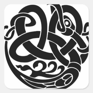Sticker Carré viking monde serpent mangeur Jormungandr