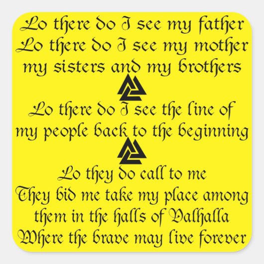 Sticker Carré Viking Prayer Valknut FB.com/USAPatriotGraphics © (Devant)