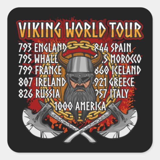 Sticker Carré Viking World Tour Norse Warrior (Devant)