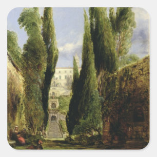 Sticker Carré Villa D'Este, Tivoli (huile sur la toile)