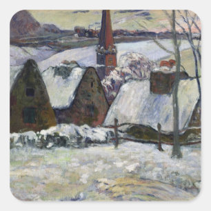 Sticker Carré Village breton sous la neige, 1894