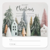 Sticker Carré Village De Neige De Noël Moderne (Devant)