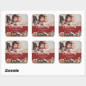 Sticker Carré Village de Noël rouge pour photo de famille de fêt (Feuille)