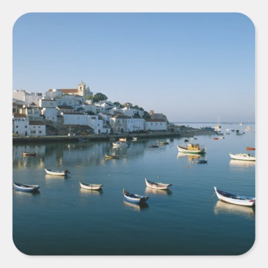 Sticker Carré Village de pêcheurs de Ferragudo, Algarve, Portuga (Devant)