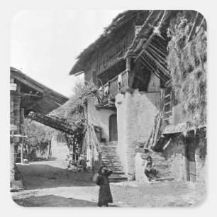 Sticker Carré Village du Valais, début du 20ème siècle