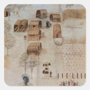 Sticker Carré Village indien de Secoton