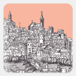 Sticker Carré Ville de Bâle dans le nord-ouest de la Suisse