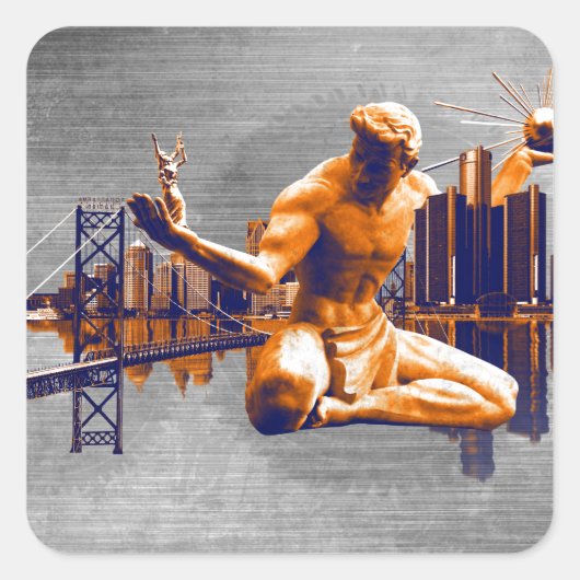 Sticker Carré Ville de Détroit (Devant)