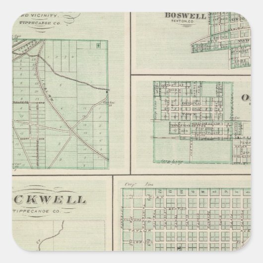 Sticker Carré Ville de Fowler, Benton Co (Devant)