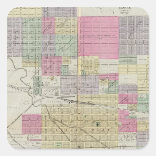 Sticker Carré Ville de Hutchinson, comté de Reno, Kansas (Devant)