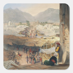 Sticker Carré Ville de Kandahar, son bazar principal et sa citad