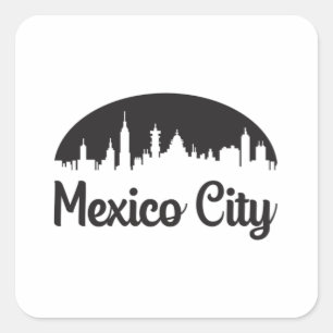 Sticker Carré Ville de Mexico City Skyline Voyage drôle Idée cad