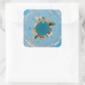 Sticker Carré Ville de Rethymno Grèce petite planète repère un (Sac)