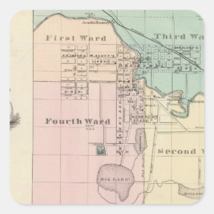 Sticker Carré Ville de Waupaca, village de Winneconne