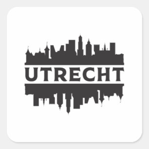 Sticker Carré Ville d'Utrecht Ville Skyline Voyage drôle Cadeau