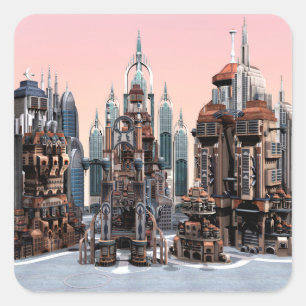 Sticker Carré Ville futuriste