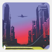 Sticker Carré Ville Urbaine À Dusk (Devant)