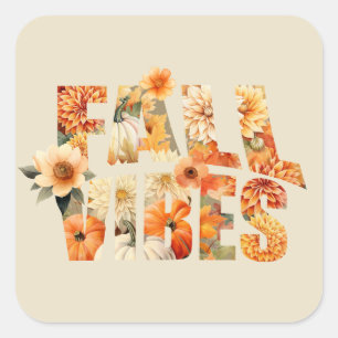 Sticker Carré Villes d'automne aquarelle fleurs sauvages feuille