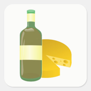 Sticker Carré Vin et fromage