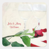 Sticker Carré vin et rose rouge (Devant)