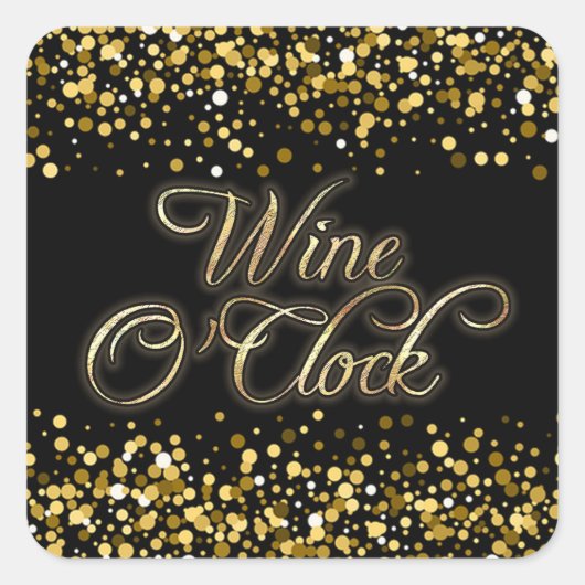 Sticker Carré Vin O'Clock Gold Sparkle (Devant)