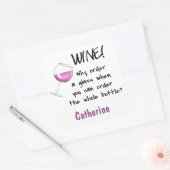 Sticker Carré Vin rouge _ Commandez une bouteille entière Nom am (Enveloppe)