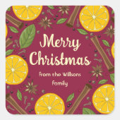 Sticker Carré Vin rougi de Noël bordeaux épicé (Devant)