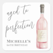 Sticker Carré Vin Simple Âgé À Parfait Anniversaire (Devant)