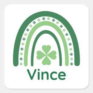 Sticker Carré Vince Nom Clover Boho Rainbow