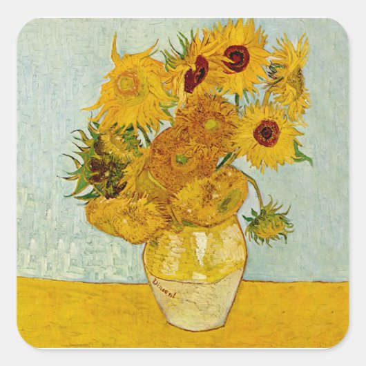 Sticker Carré Vincent Van Gogh 12 Tournesols Impressionniste (Devant)
